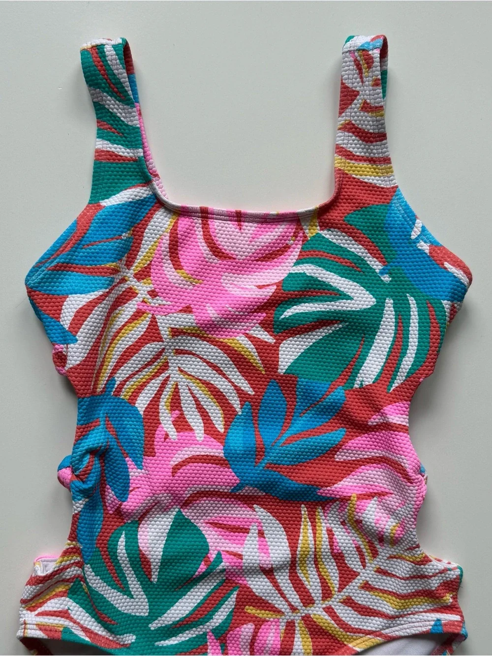 Cat & Jack Girls Multicolor Tropical Leaf One-Piece Swimsuit - Size M (7/8)